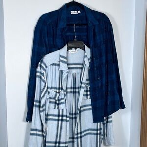 TWO Wonderly Flannel Plaid Button-Up Shirts EXC Size Small